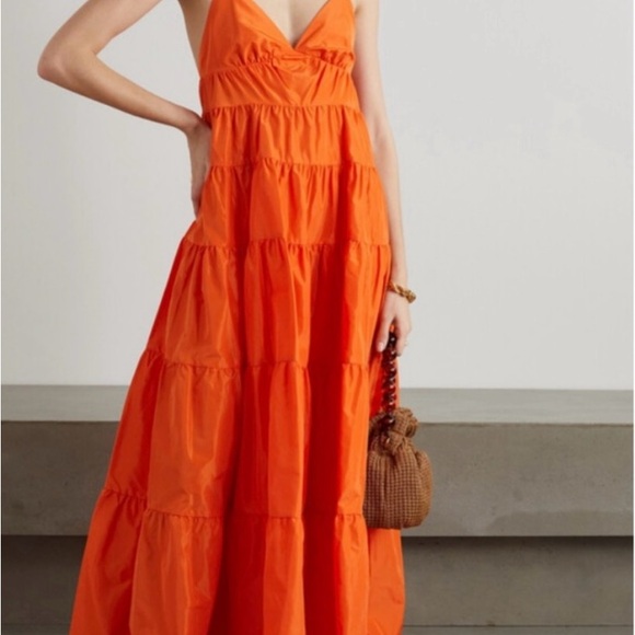 STAUD Orange Riley Maxi Dress - Picture 1 of 7